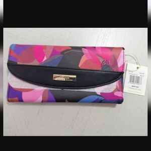 Trina Turk Black Multicolor Floral Long Wallet NWT